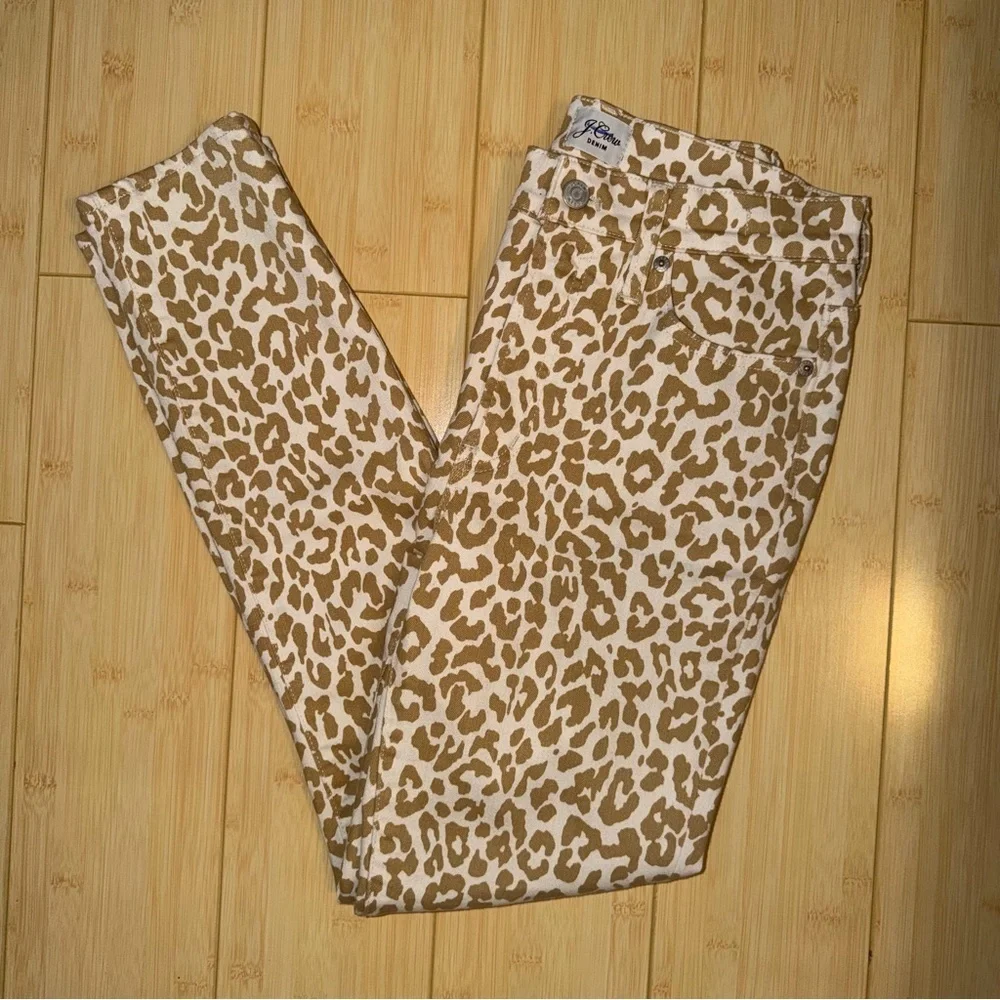 J. Crew 10” High Rise Toothpick Jean Safari Leopard